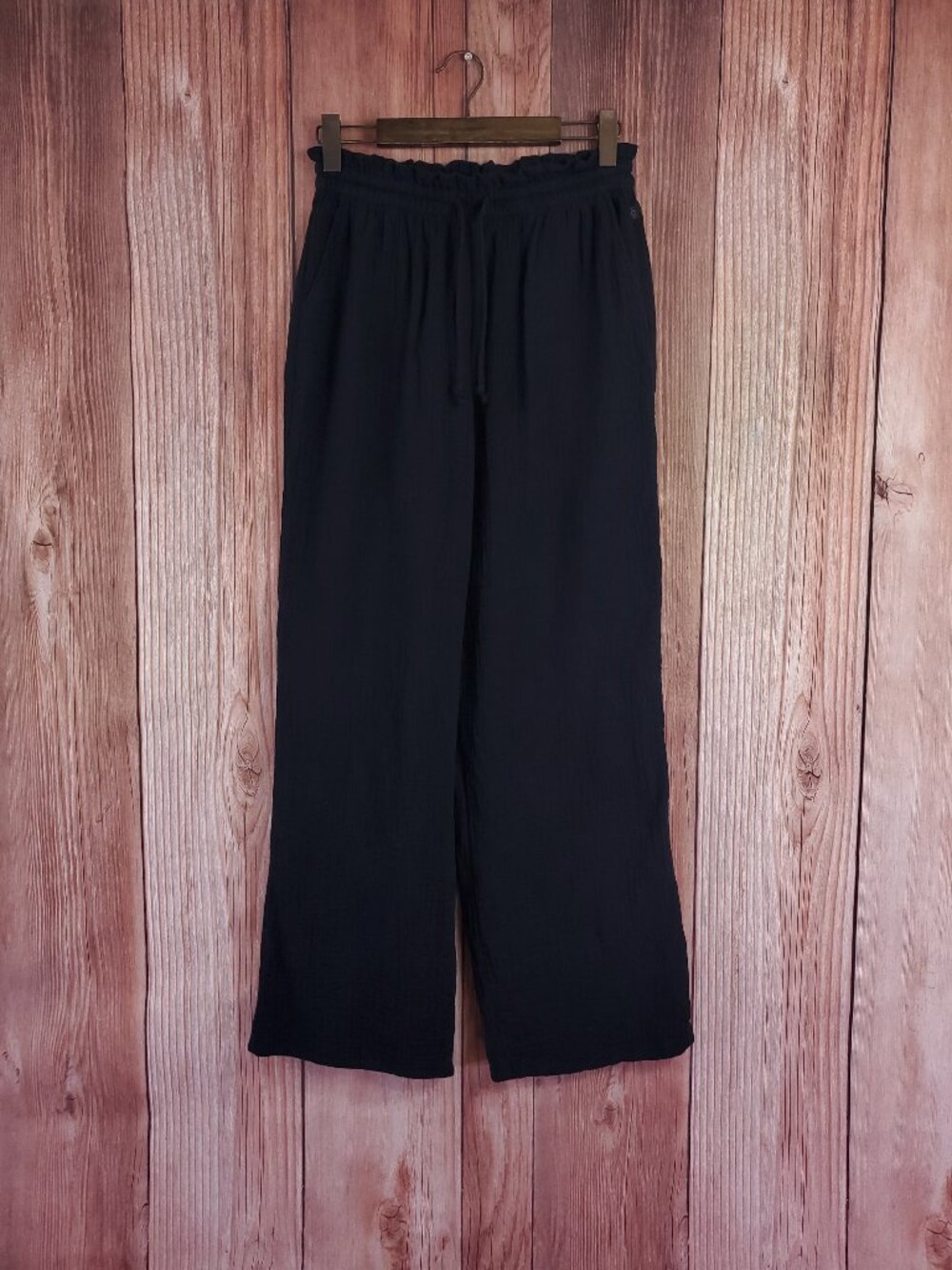 UGG Karrie Pants Womens Small Relaxed Wide Leg Black Cotton Gauze Lounge Casual